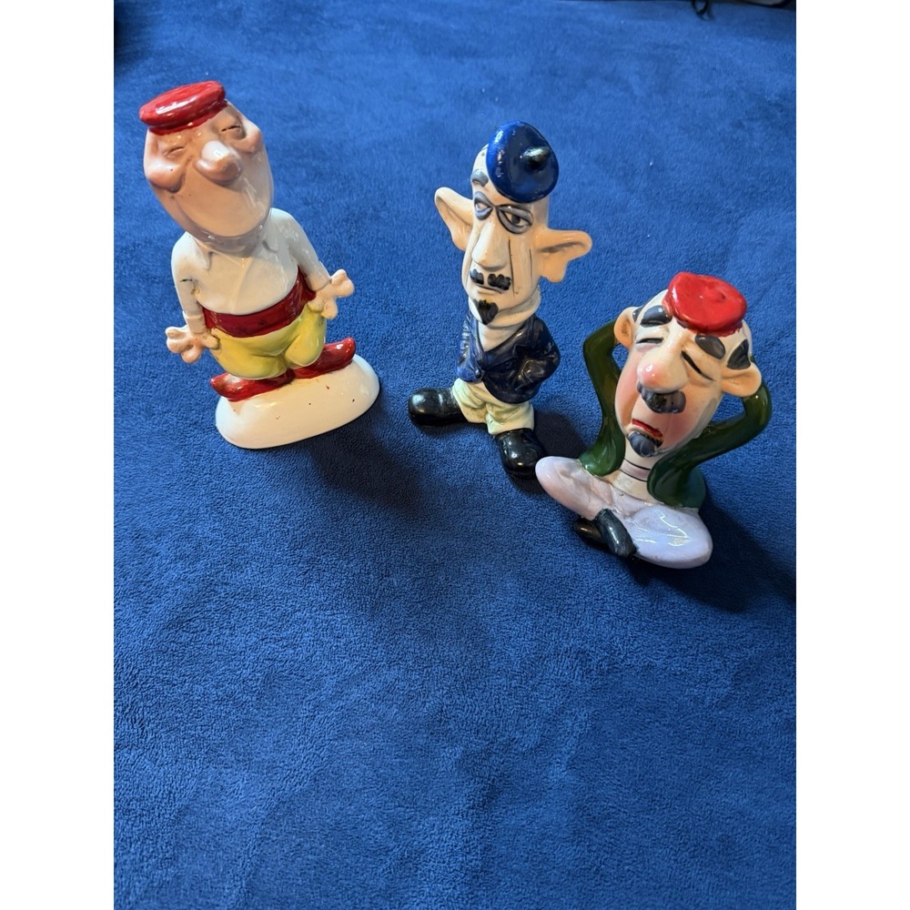 Vtg Lot Of 3 Beatnik Figurines By Kreiss & Company Authentic Ceramic Pieces